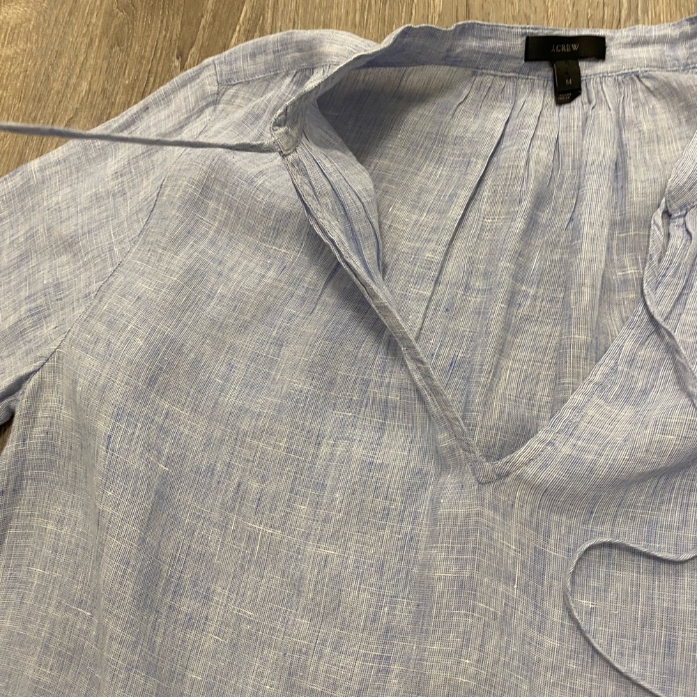 J. Crew 100% Linen Blue Doris Tunic Top Cover up Dress Women’s M - Picture 5 of 11